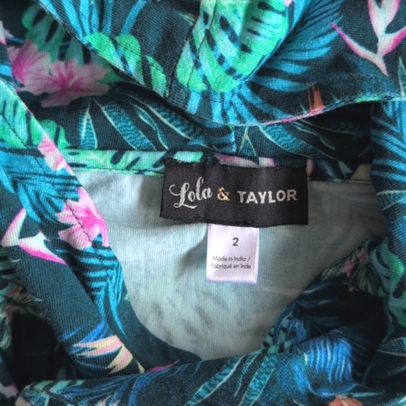 lola & taylor tropical palm floral asymmetrical zip-up cotton hoodie 2T girls - Picture 4 of 9